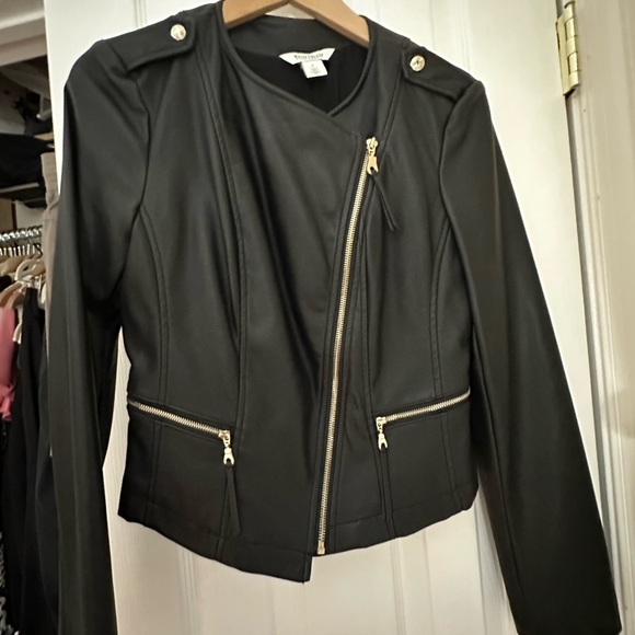 White House Black Market Black Faux Leather Jacket - Picture 2 of 4